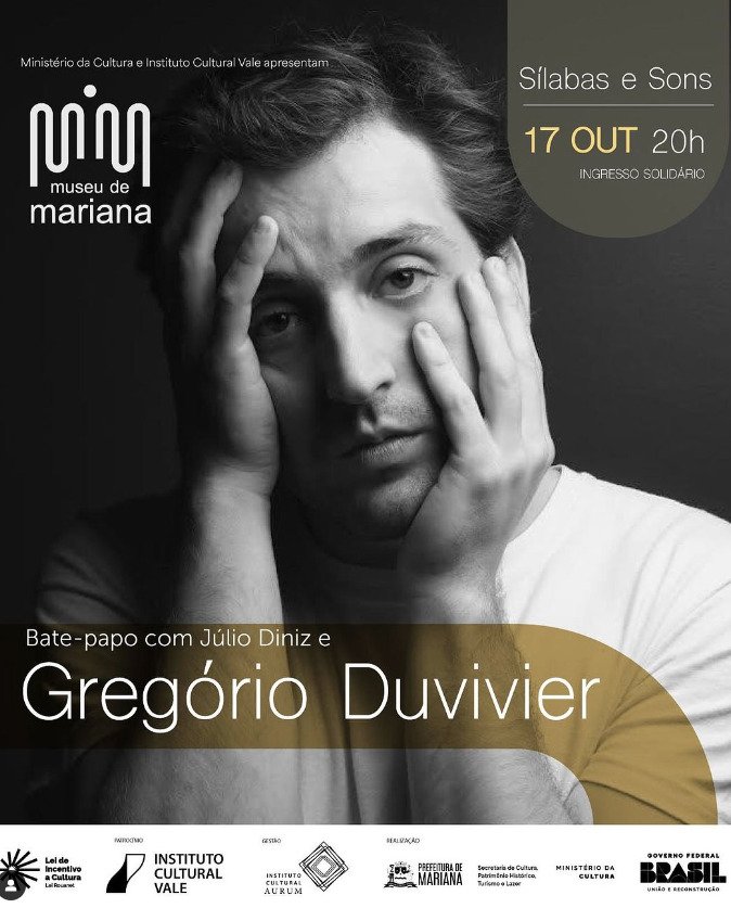 Gregório Duvivier estará em Mariana amanhã (17)