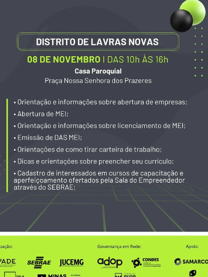 Sala do Empreendedor Itinerante vai a Lavras Novas com ponto de internet gratuita