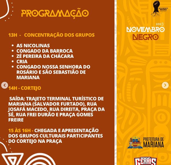 Movimento Negro de Mariana promove Feira Cultural em celebração ao Dia da Consciência Negra