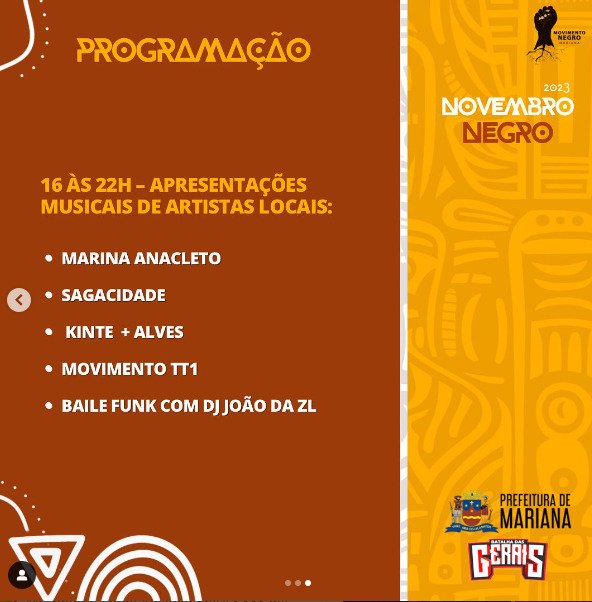 Movimento Negro de Mariana promove Feira Cultural em celebração ao Dia da Consciência Negra