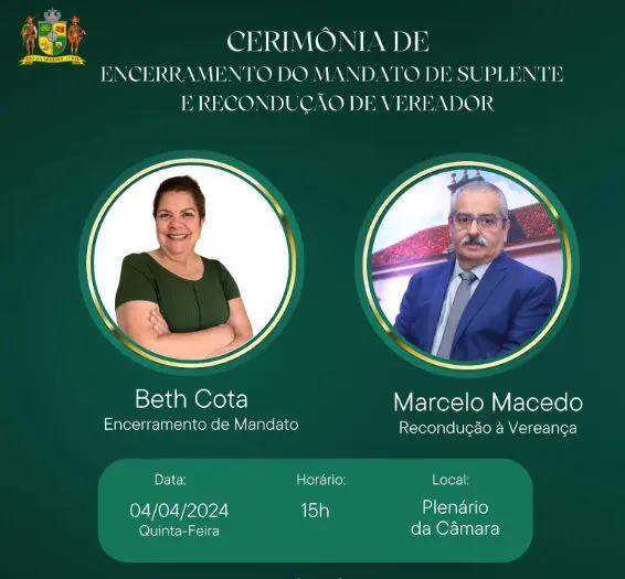Marcelo Macedo retorna à vereança em Mariana; Beth Cota volta a ser suplente