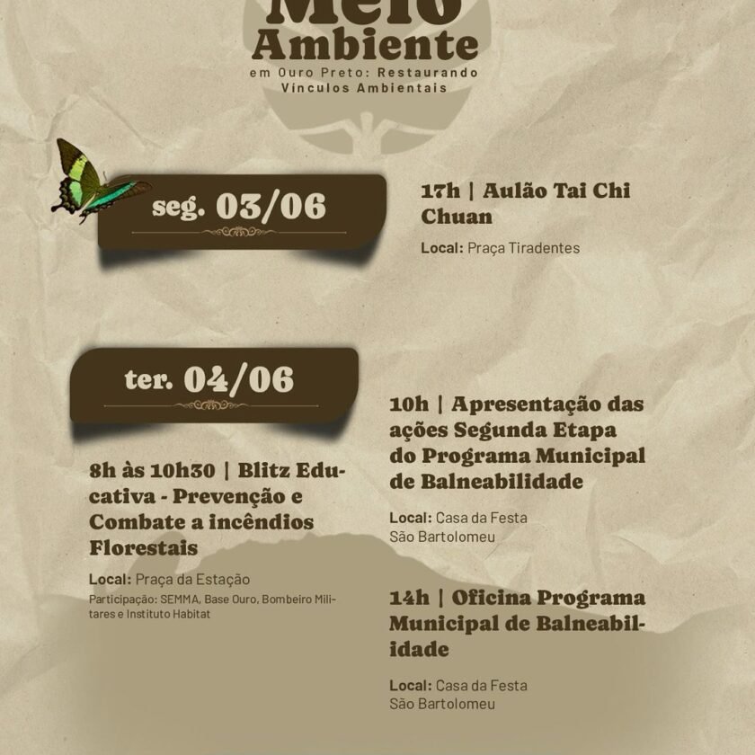 Prefeitura de Ouro Preto promove Semana do Meio Ambiente