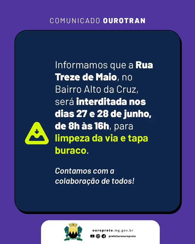 Rua Treze de Maio interditada