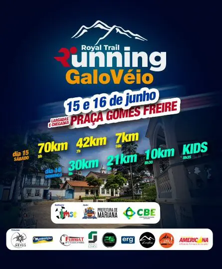 Mariana recebe 7ª Maratona do Galo Véio neste final de semana