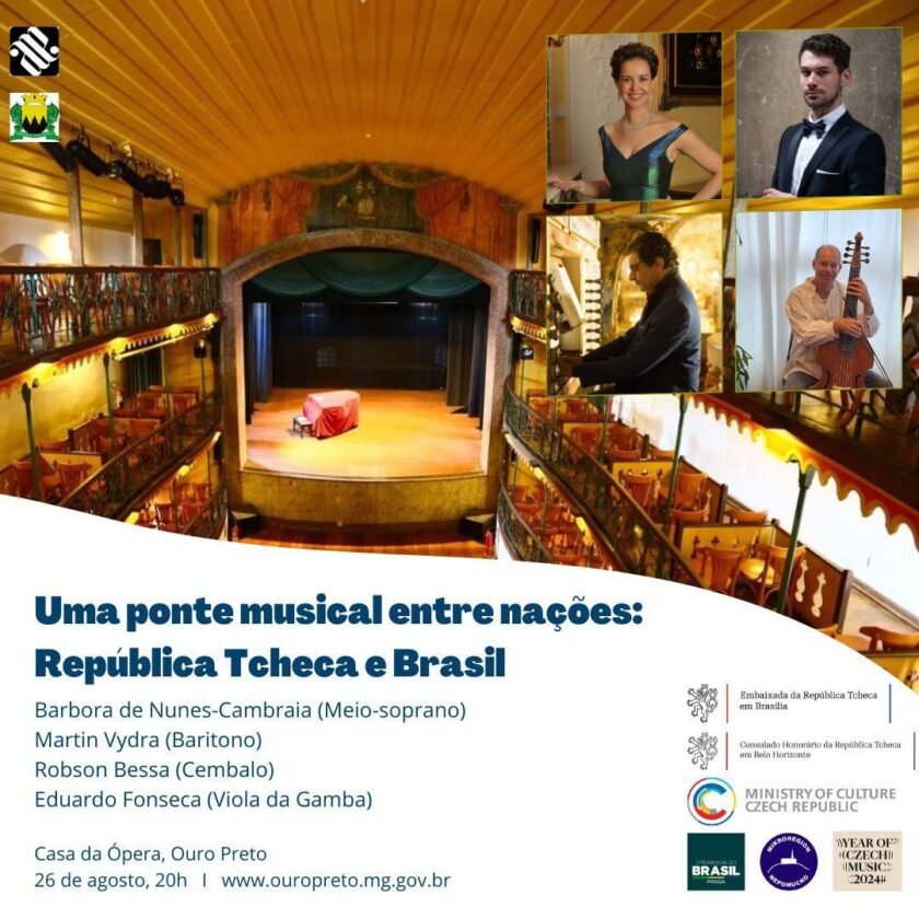 Brasil e República Tcheca se encontram hoje em Ouro Preto, com evento gratuito na Casa da Ópera