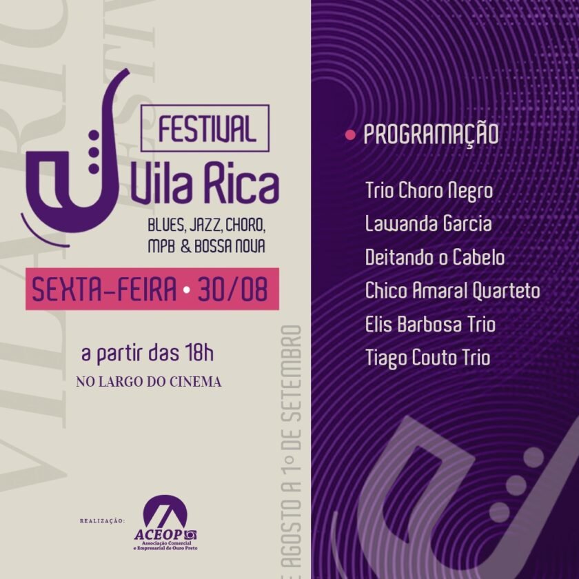 MPB, Jazz e Samba em Ouro Preto: Largo do Cinema recebe o 'Festival Vila Rica'