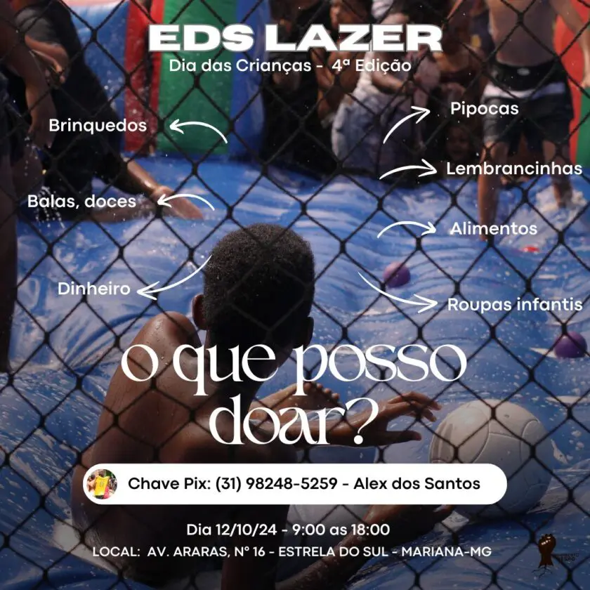 Dia das Crianças em Mariana: saiba como ajudar o EDS Lazer