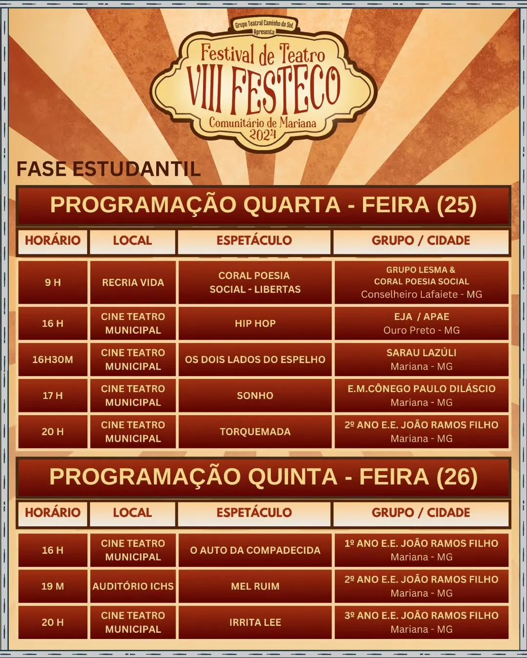 Teatro popular e gratuito: Mariana recebe VIII Festeco