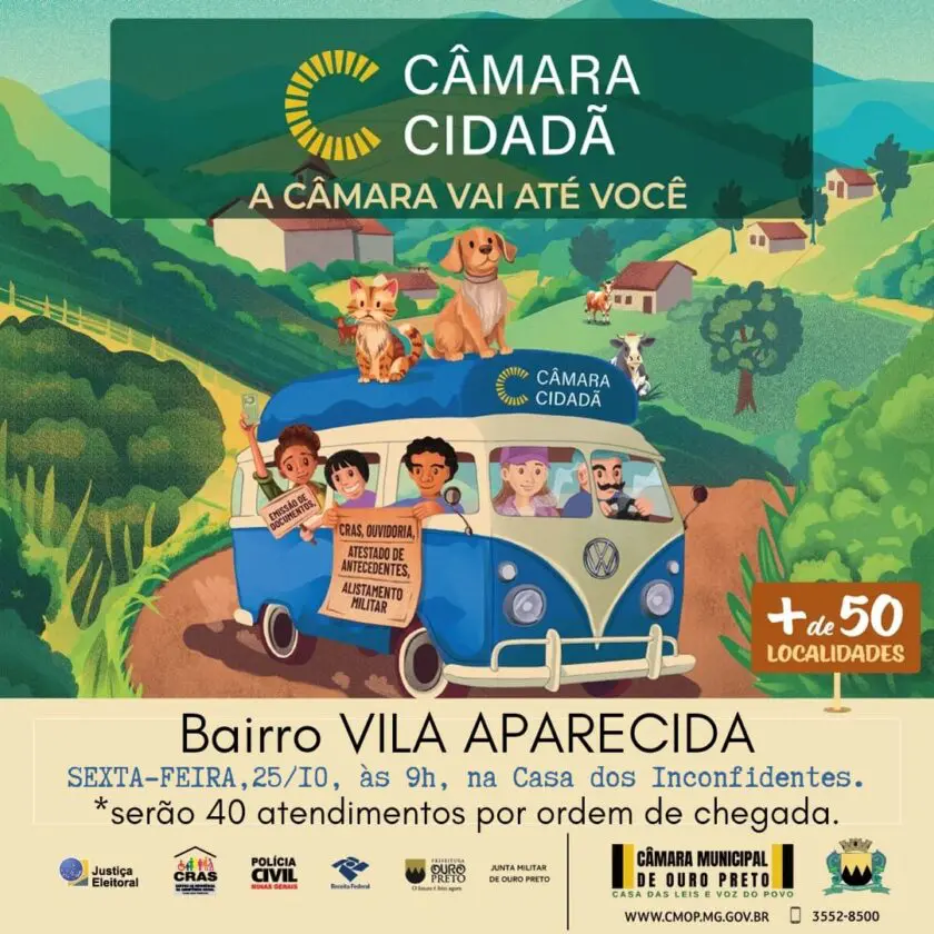 'Câmara Cidadã' leva confecção de carteira de identidade e outros serviços para bairros de Ouro Preto