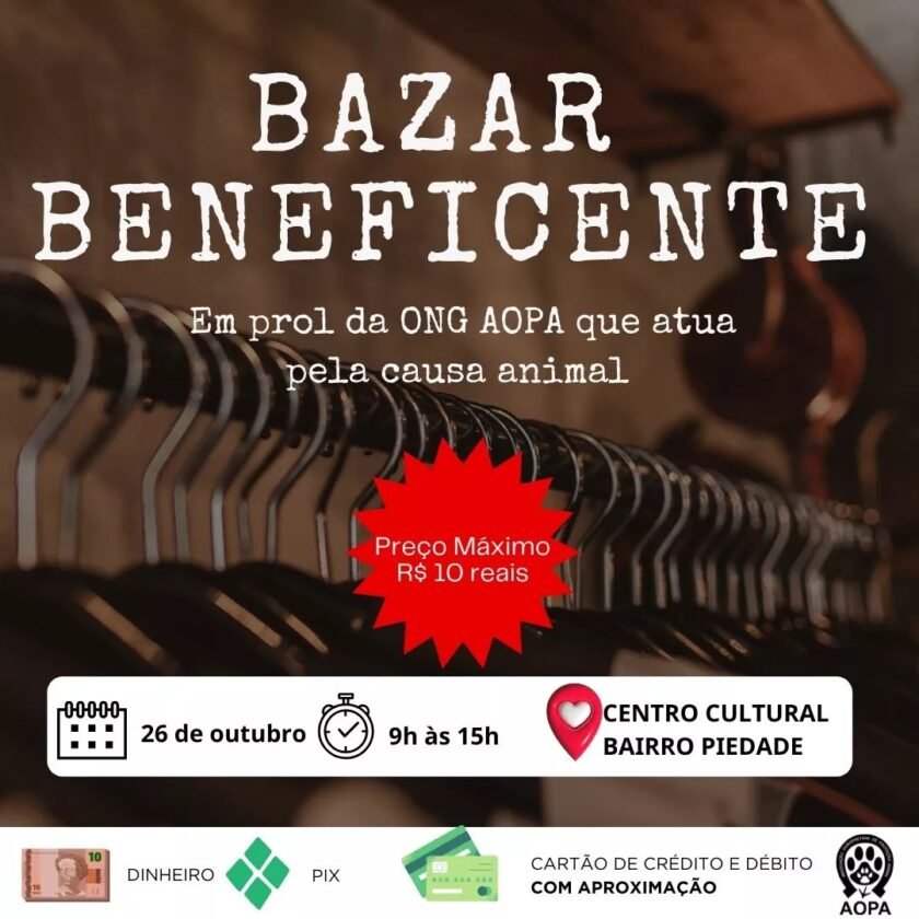 AOPA realiza Bazar Beneficente em prol dos animais no bairro Piedade em Ouro Preto