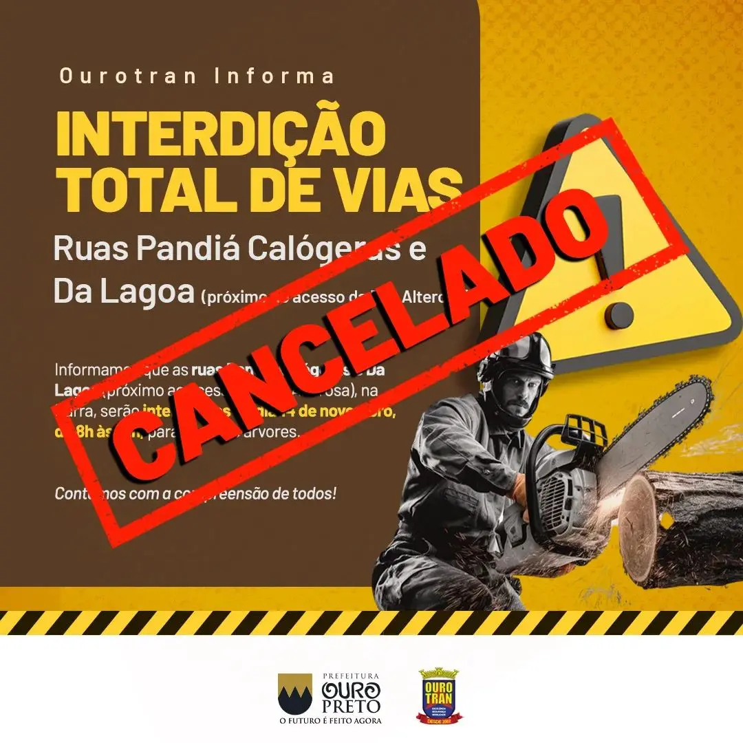 Prefeitura de Ouro Preto cancela interdição da Rua Pandiá Calógeras nesta quinta-feira