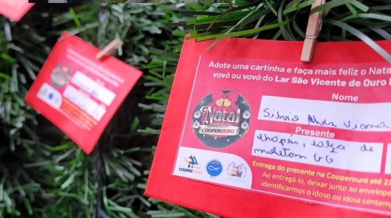 Campanha da Cooperouro arrecada doação de alimentos e adoção de cartinhas do Lar São Vicente em Ouro Preto