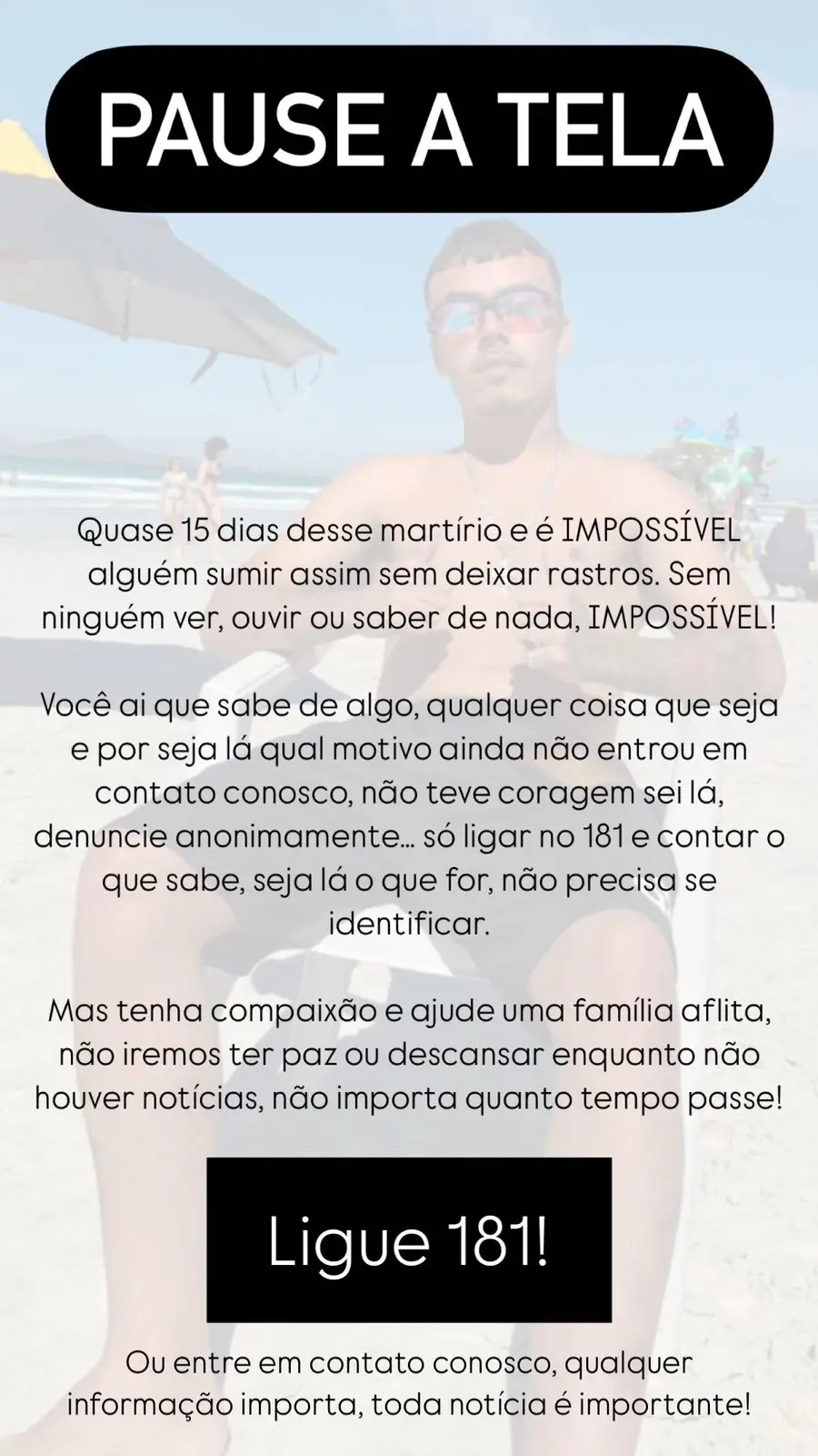 Jovem de Ponte Nova está desaparecido há duas semanas