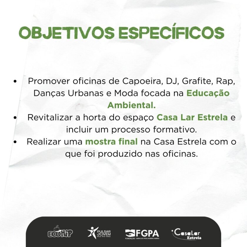 Casa Lar Estrela recebe oficina de Hip Hop e sustentabilidade em Mariana