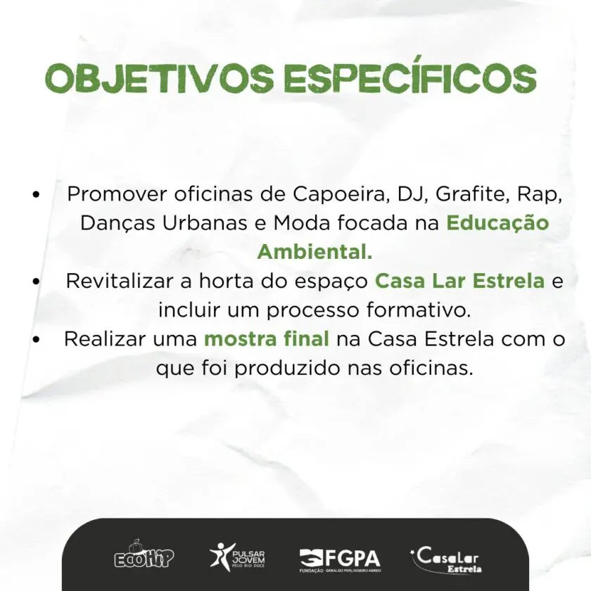 Casa Lar Estrela recebe oficina de Hip Hop e sustentabilidade em Mariana