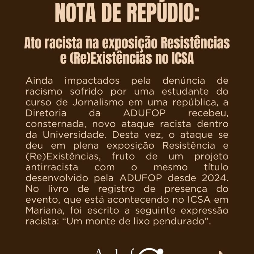 Após denúncias de racismo, estudantes da UFOP pedem criação de uma ouvidoria racial