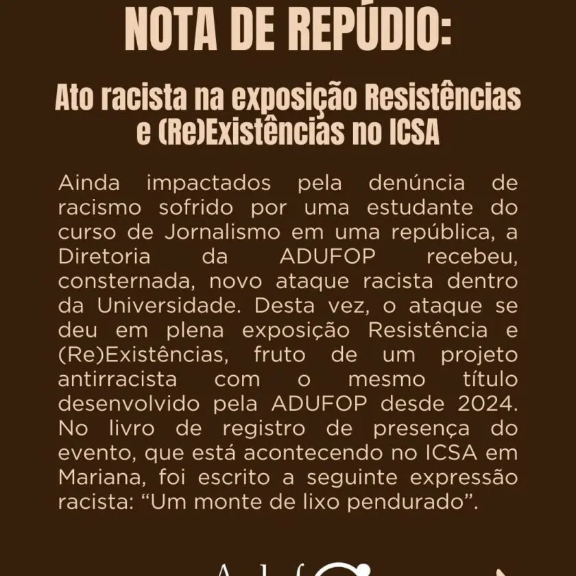 Após denúncias de racismo, estudantes da UFOP pedem criação de uma ouvidoria racial
