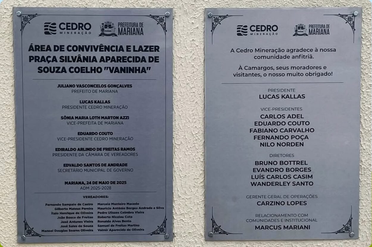 Inaugurada Praça Vaninha em Camargos, distrito de Mariana