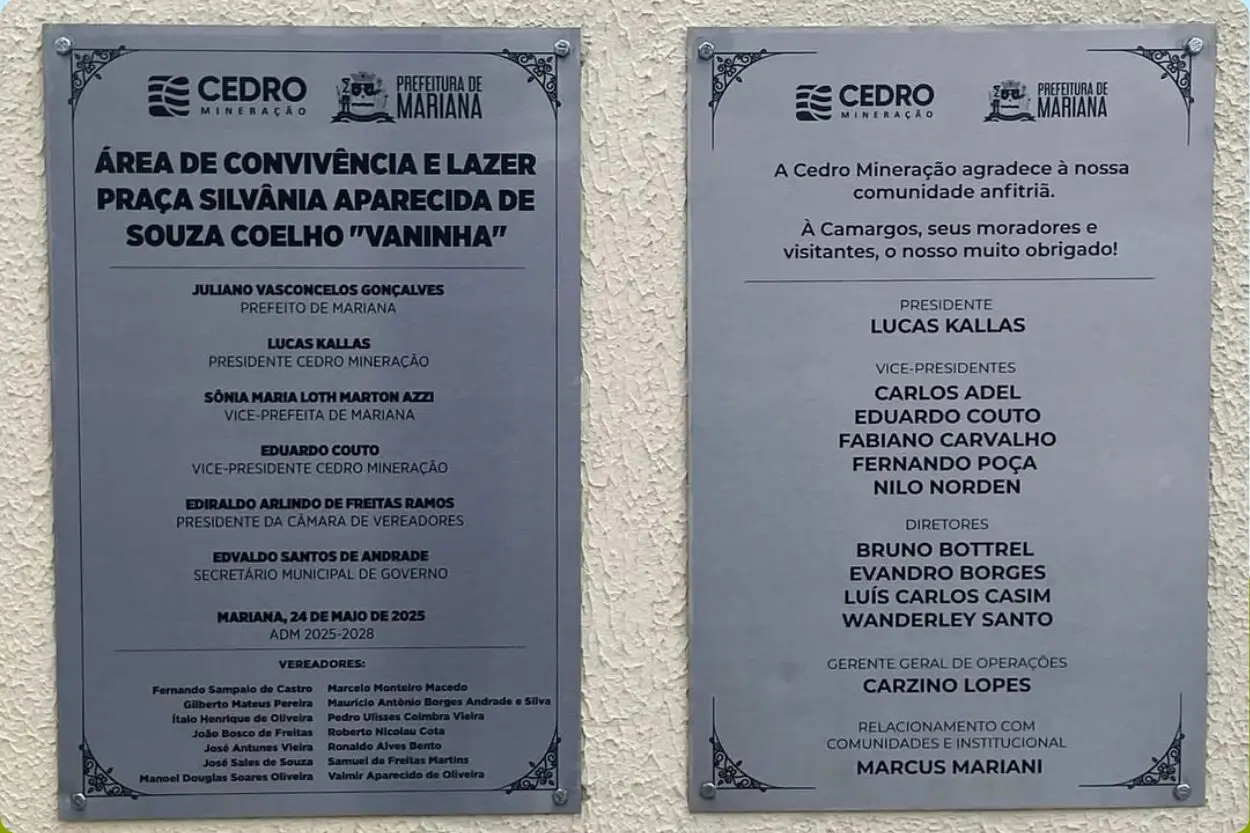 Inaugurada Praça Vaninha em Camargos, distrito de Mariana