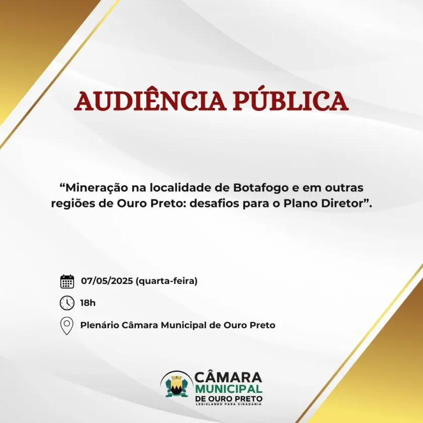Ouro Preto terá audiência pública sobre mineração no Botafogo nesta semana