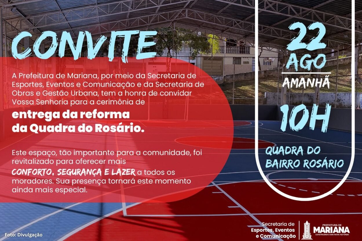 Mariana entrega reforma da Quadra do Rosário nesta sexta-feira