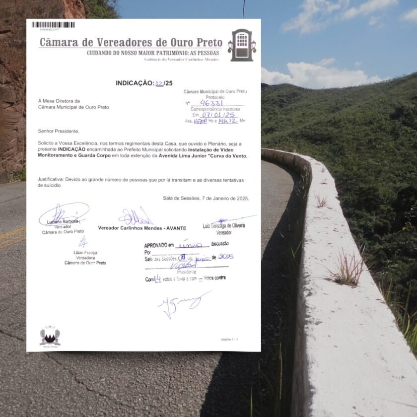 Carlinhos Mendes pede vídeo-monitoramento e guarda-corpo na Curva do Vento