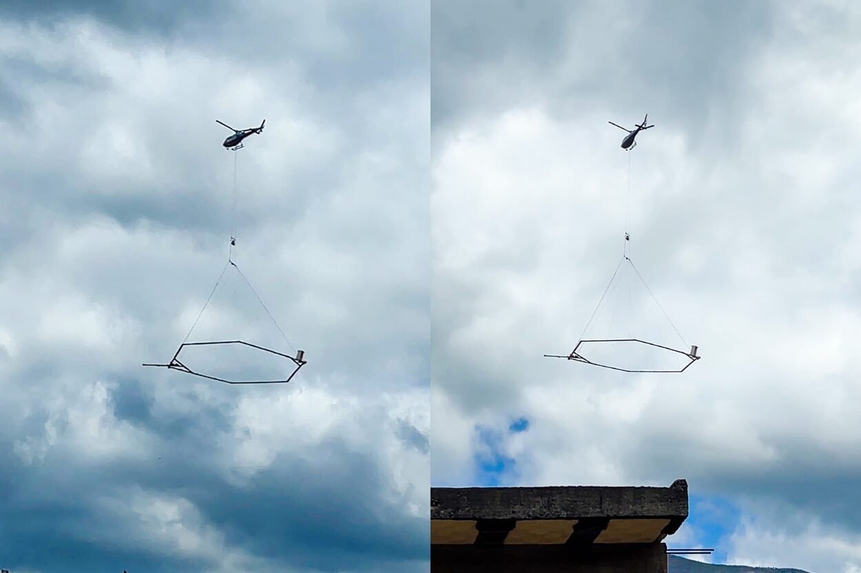 Helicóptero da Vale sobrevoa Mariana e Antônio Pereira