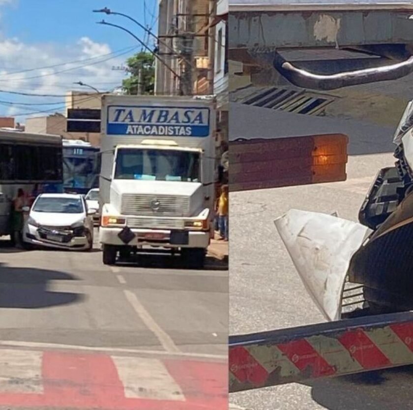 Trânsito fica lento após colisão na Queiroz Júnior, em Itabirito