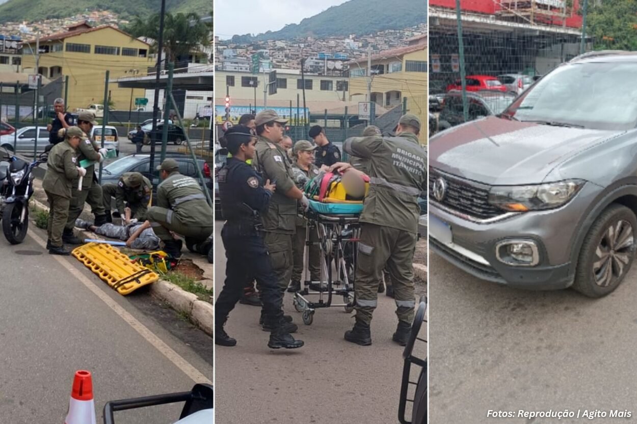 Motociclista fica ferido após colisão com SUV no Lourdes, em Itabirito