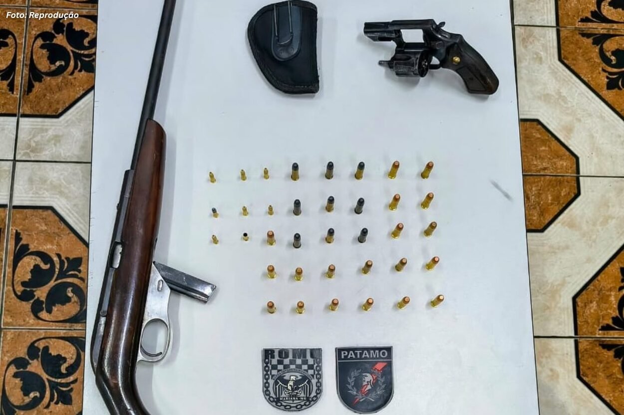 Polícia Municipal de Mariana prende homem por ameaça com arma de fogo