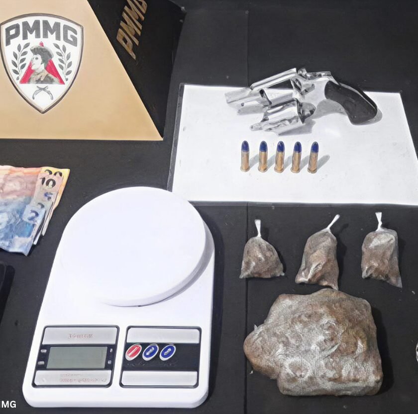 Homem é preso com arma e drogas em Lafaiete