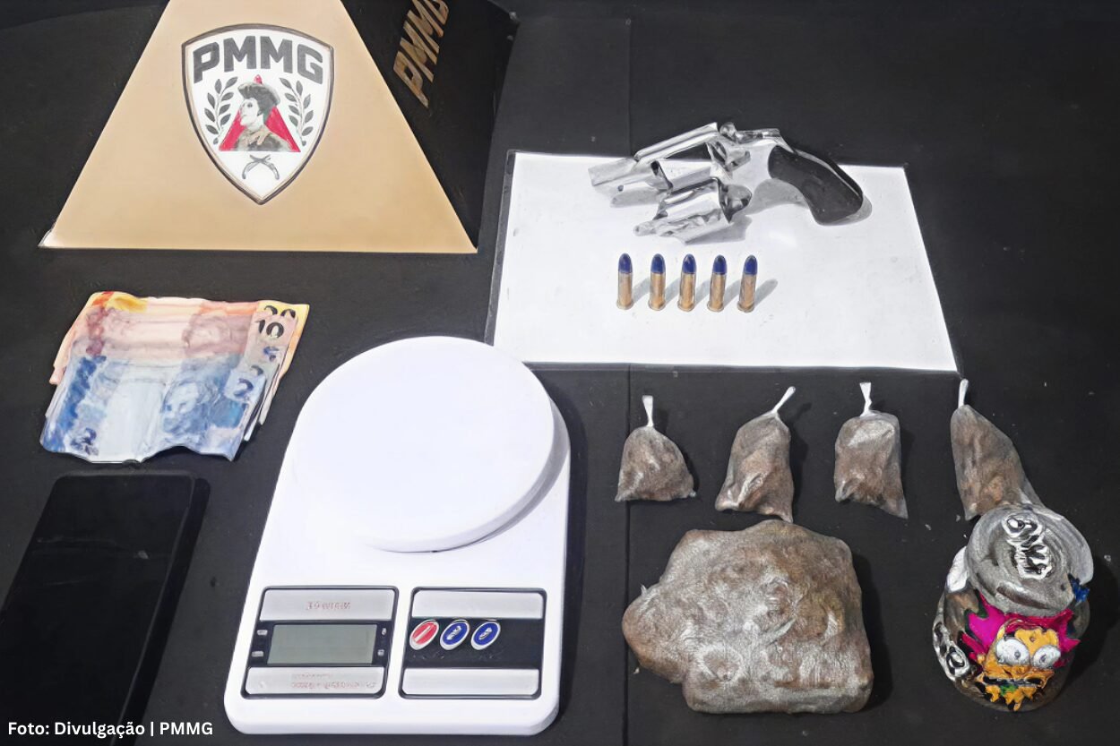 Homem é preso com arma e drogas em Lafaiete