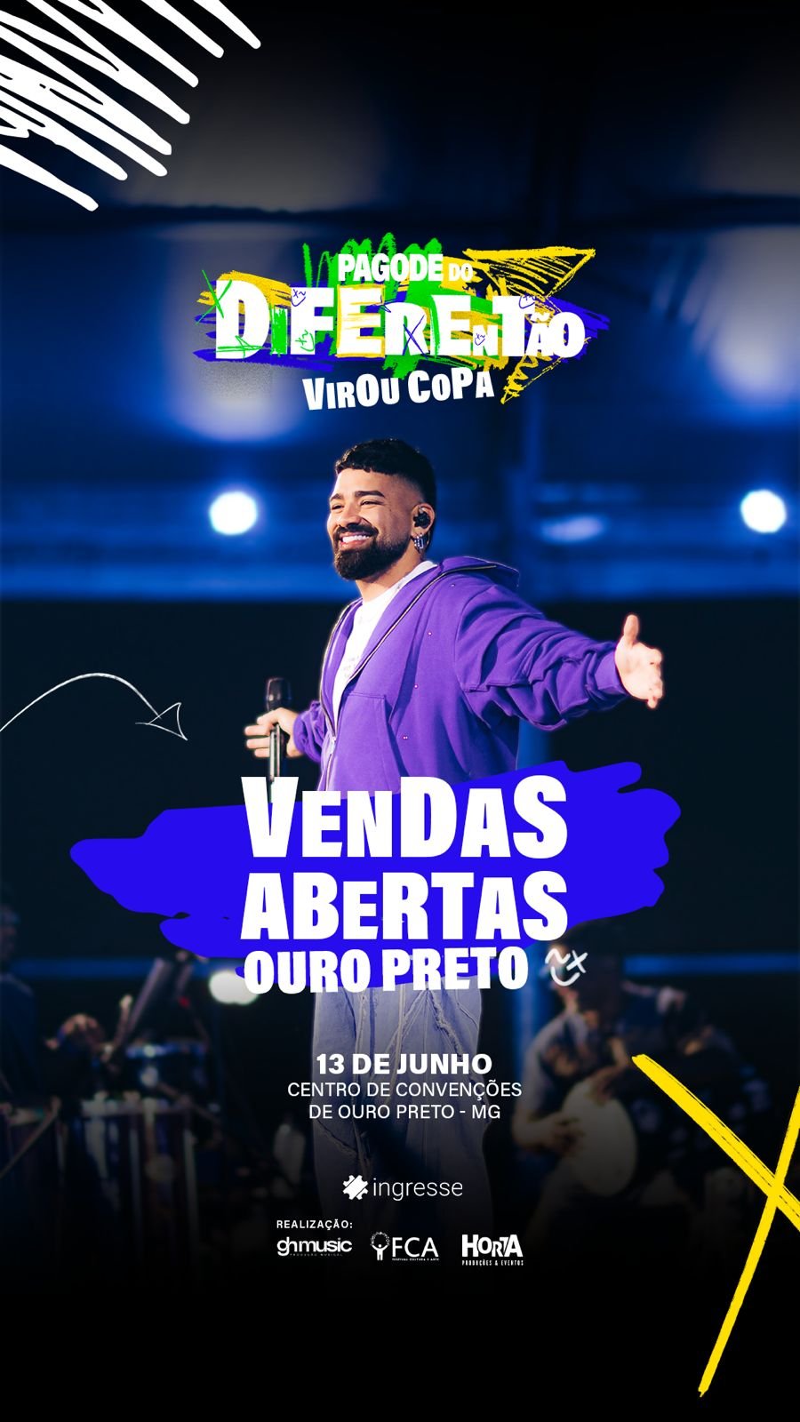 Pagode do Diferentão abre vendas em Ouro Preto; veja detalhes e como adquirir seu ingresso