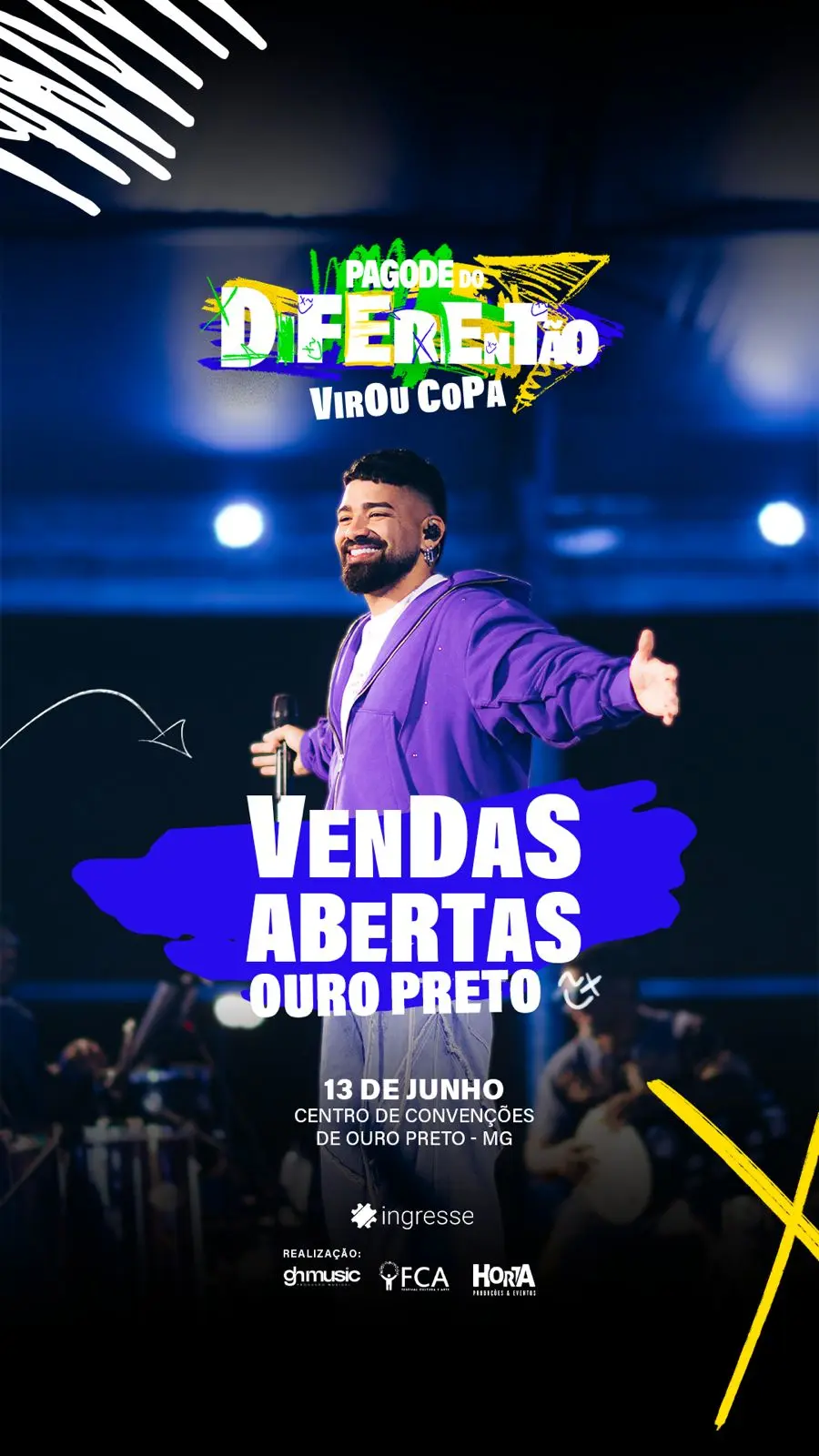 Pagode do Diferentão abre vendas em Ouro Preto; veja detalhes e como adquirir seu ingresso
