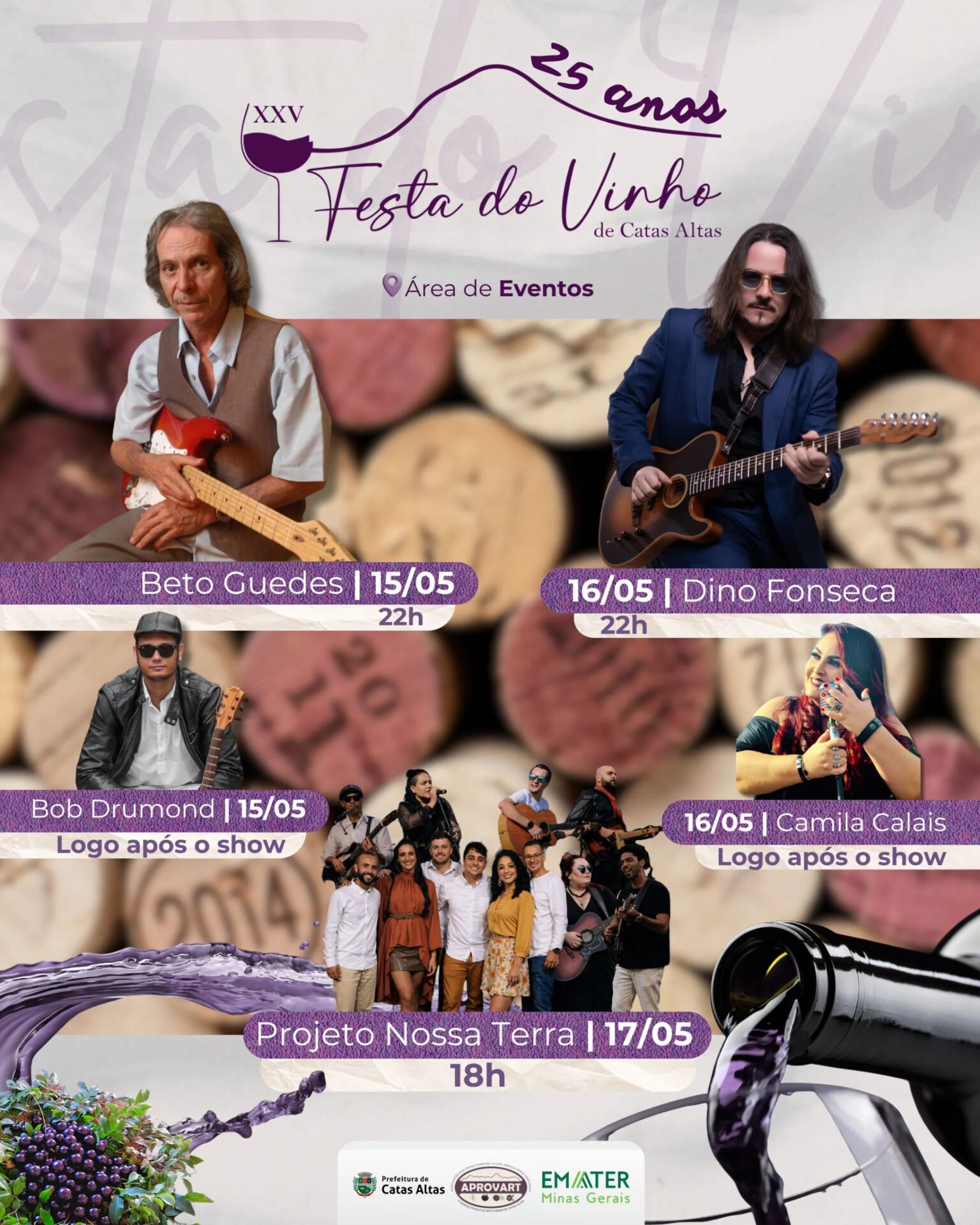 Beto Guedes e Dino Fonseca são destaques da Festa do Vinho em Catas Altas