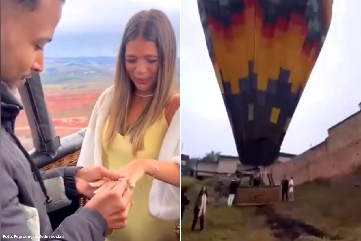 Pedido de casamento em balão causa susto em moradores após mudança de rota