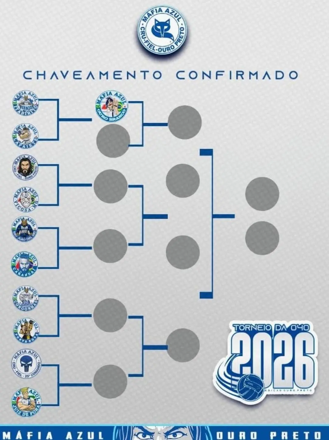 Torneio da 040 reúne integrantes da Máfia Azul neste domingo em Ouro Preto 