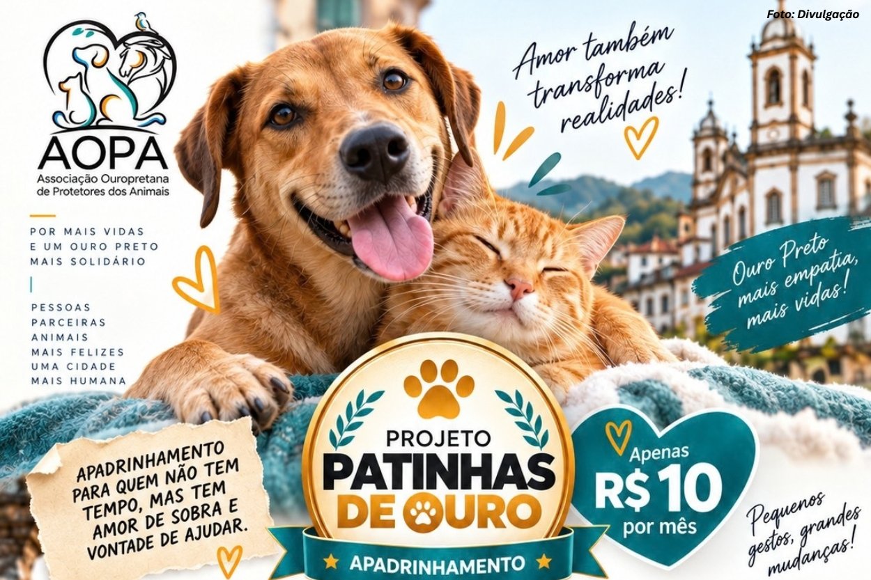 AOPA lança Projeto Patinhas de Ouro para ampliar apoio à proteção animal em Ouro Preto