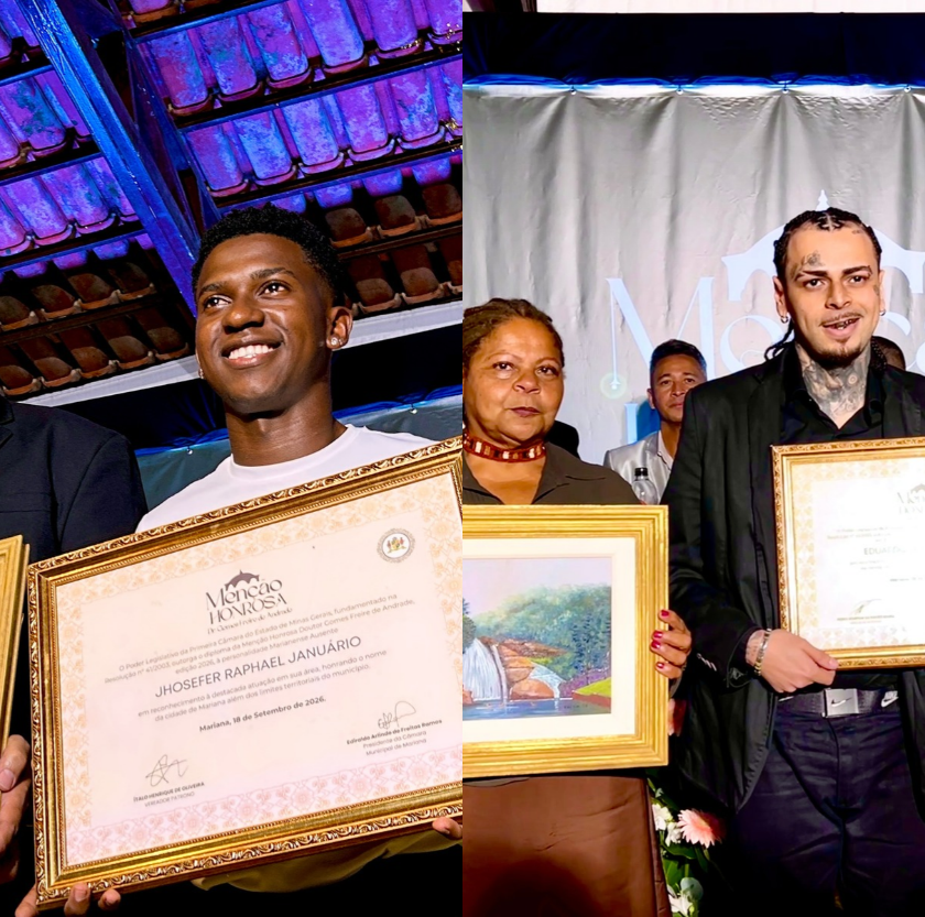 Jhosefer e DJ DogDu são homenageados pela Câmara de Mariana