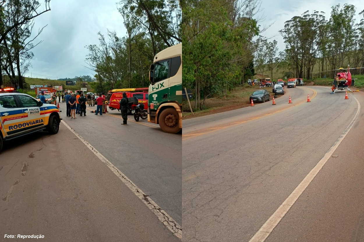 Acidente entre dois carros na BR-356 deixa um morto e três feridos