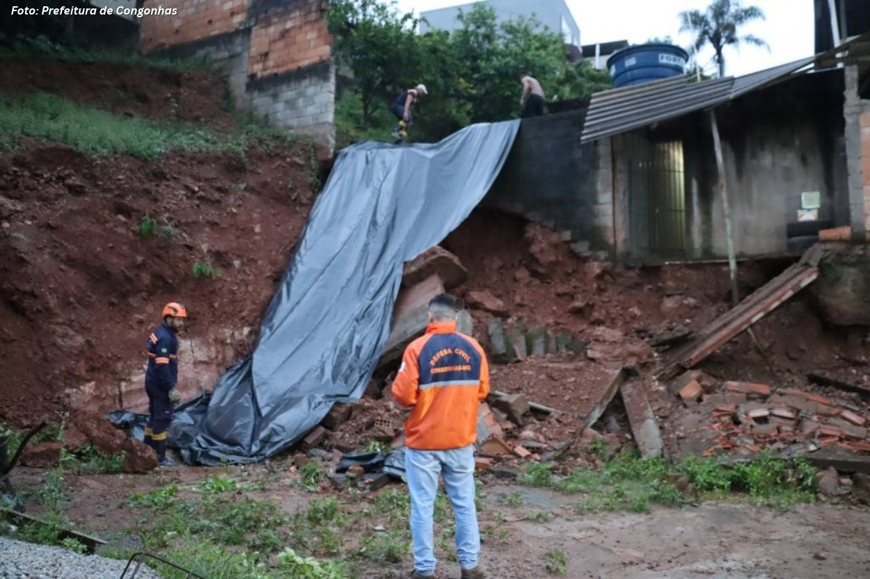 Chuvas provocam deslizamentos e interdição de via em Congonhas; Defesa Civil divulga balanço